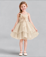 Champagne A-line Girls Formal Dress Front