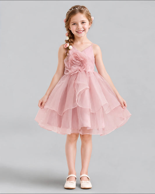 Dusty Rose A-line Girls Formal Dress Front