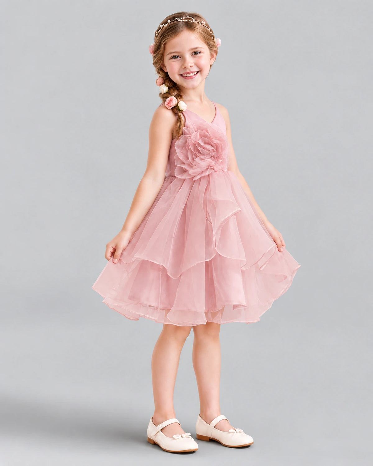 Dusty Rose A-line Girls Formal Dress Side [Shared]