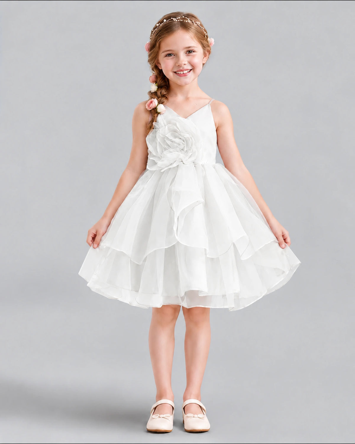 Ivory A-line Girls Formal Dress Front