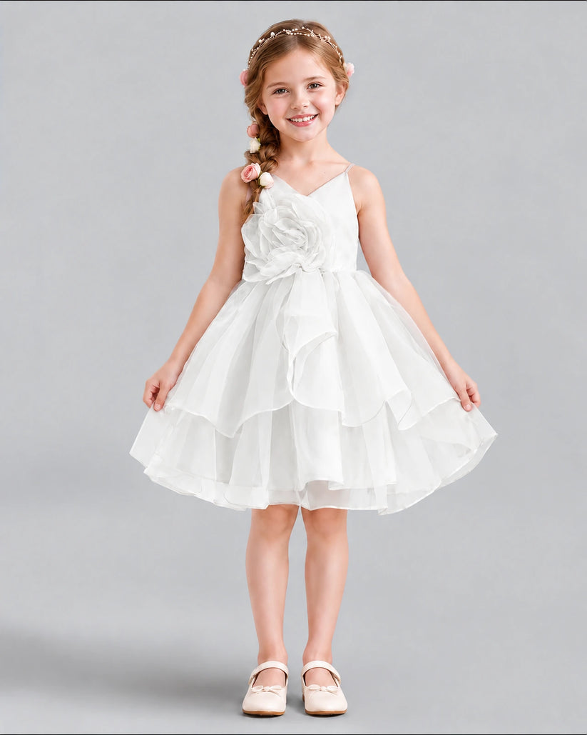 Ivory A-line Girls Formal Dress Front