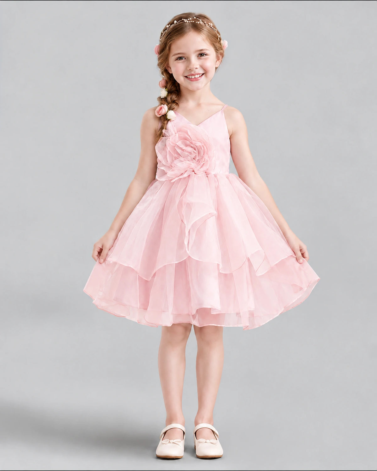 Pink A-line Girls Formal Dress Front