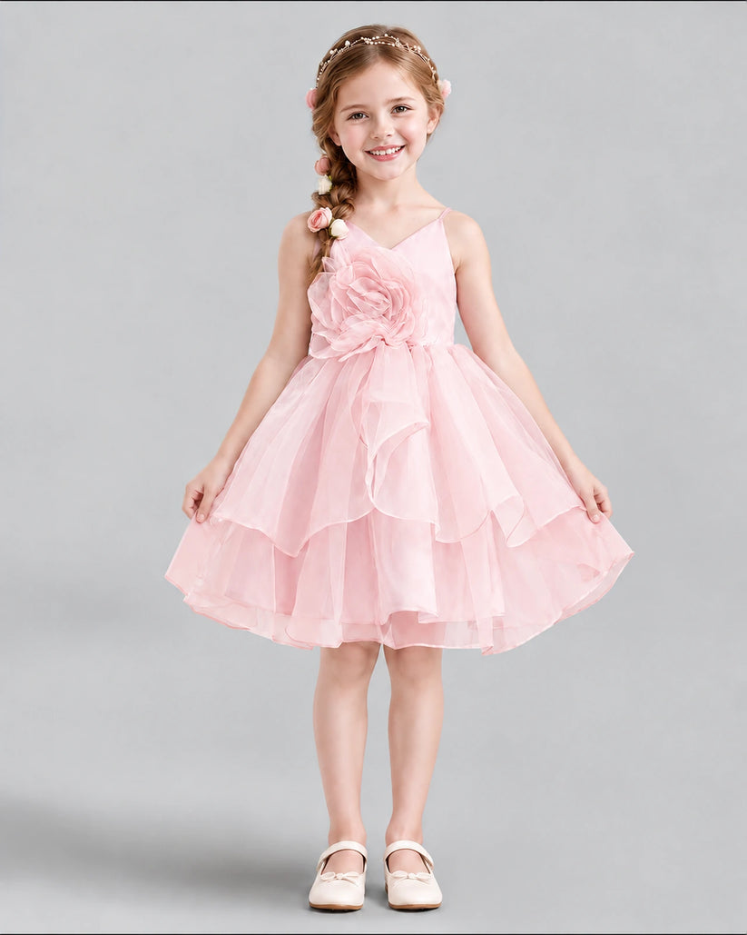 Pink A-line Girls Formal Dress Front
