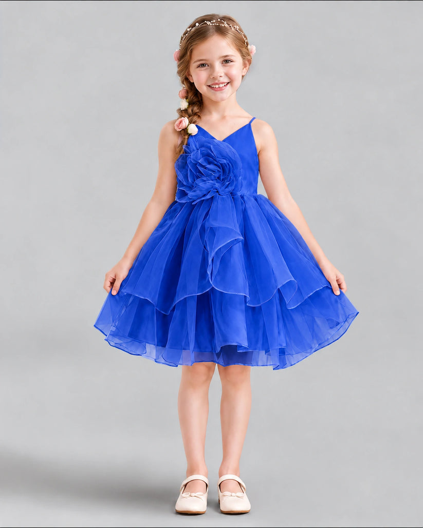 Royal Blue A-line Girls Formal Dress Front