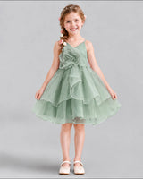 Sage Green A-line Girls Formal Dress Front