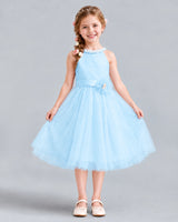 Baby Blue A-line Girls Formal Dress Front