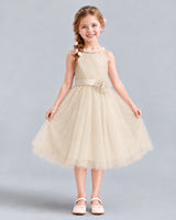 Champagne A-line Girls Formal Dress Front