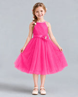 Hot Pink A-line Girls Formal Dress Front