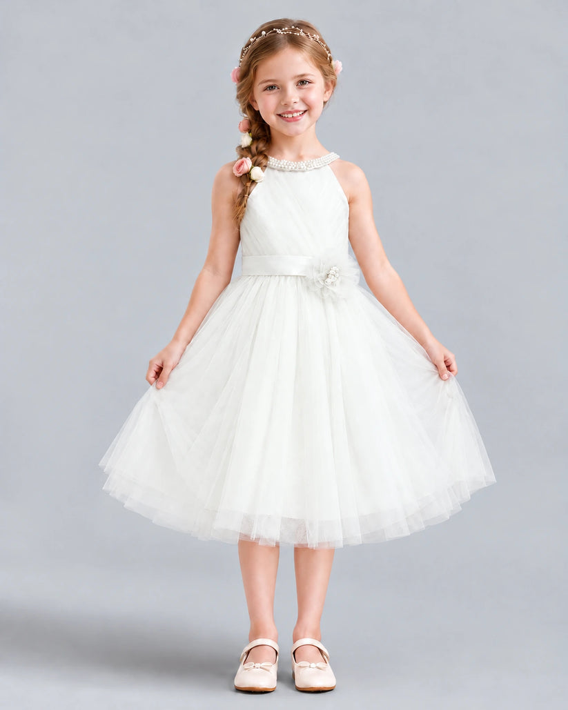 Ivory A-line Girls Formal Dress Front