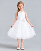 White A-line Girls Formal Dress Front