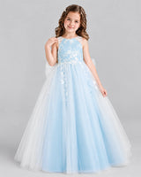 Baby Blue Ball Gown Flower Girl Dress Front