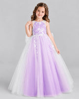 Lilac Ball Gown Flower Girl Dress Front