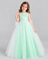 Mint Green Ball Gown Flower Girl Dress Front
