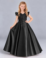 Black Ball Gown Girls Formal Dress Front