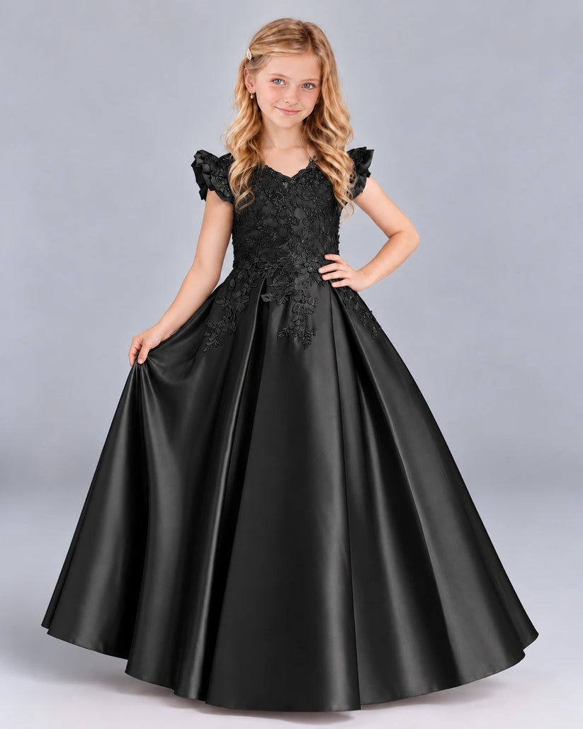 Black Ball Gown Girls Formal Dress Front