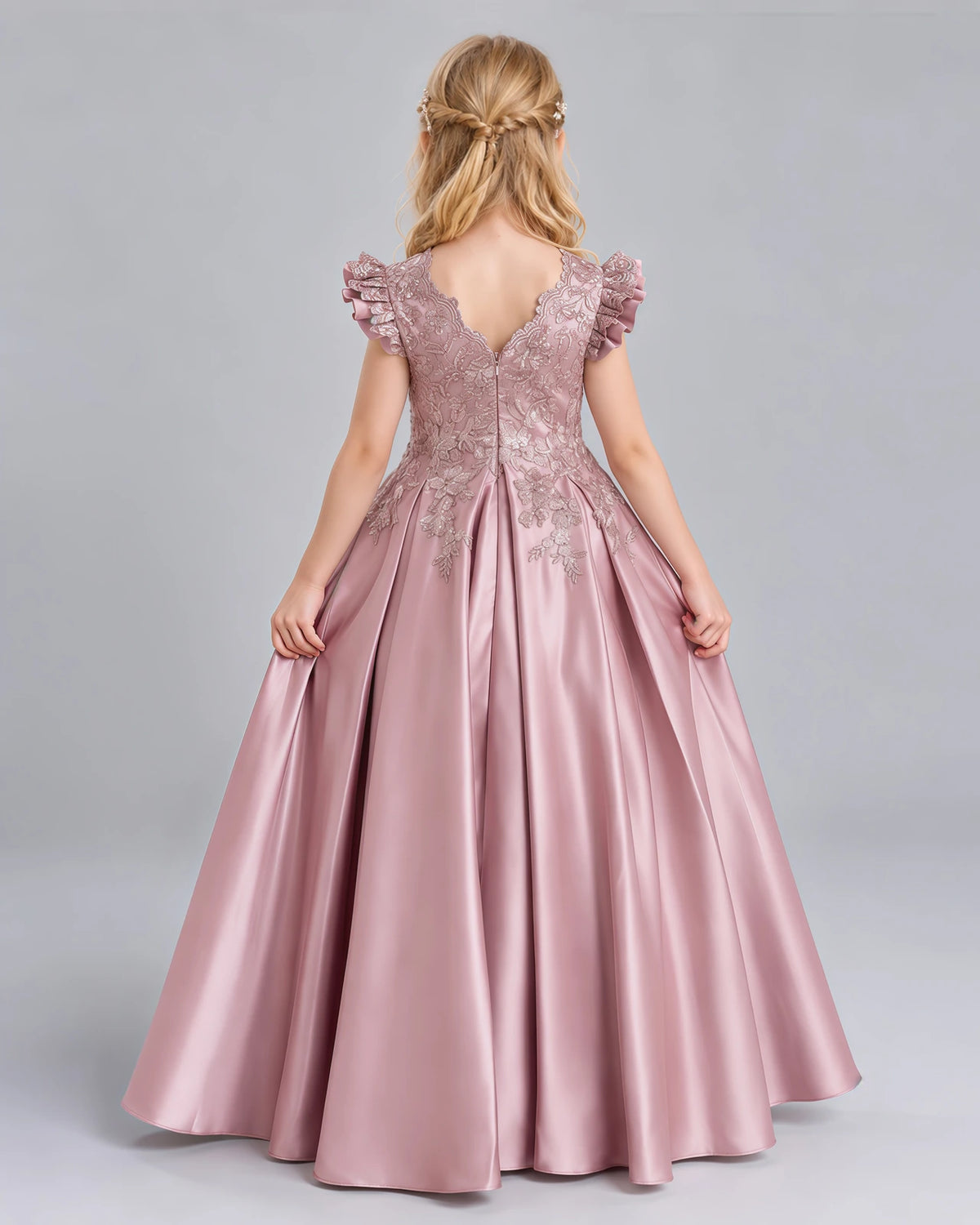 Dusty Rose Ball Gown Girls Formal Dress Back [Shared]