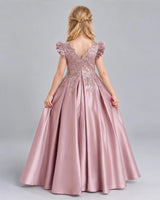 Dusty Rose Ball Gown Girls Formal Dress Back [Shared]