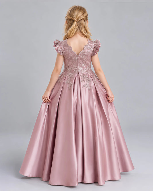 Dusty Rose Ball Gown Girls Formal Dress Back [Shared]