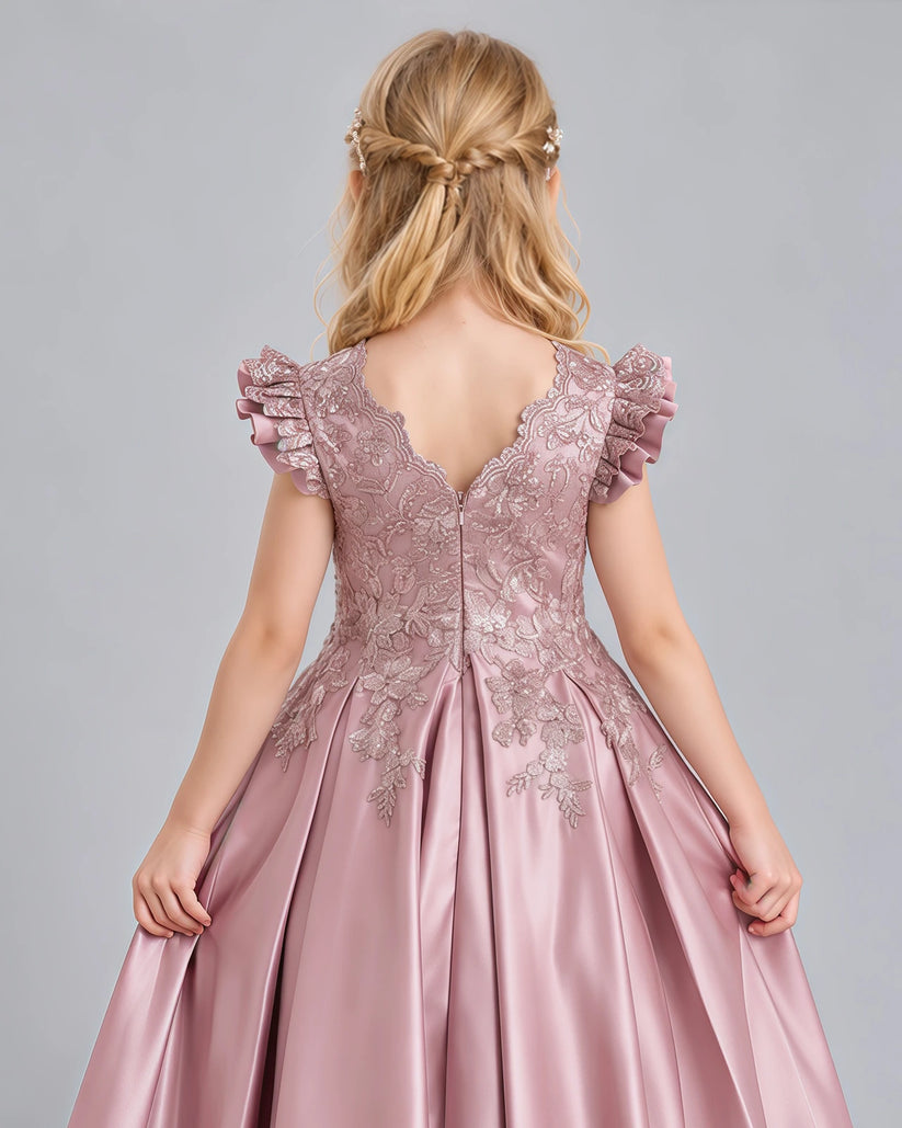 Dusty Rose Ball Gown Girls Formal Dress Back_Detail [Shared]