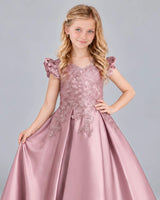 Dusty Rose Ball Gown Girls Formal Dress Detail [Shared]
