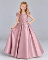 Dusty Rose Ball Gown Girls Formal Dress Front