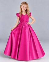 Hot Pink Ball Gown Girls Formal Dress Front