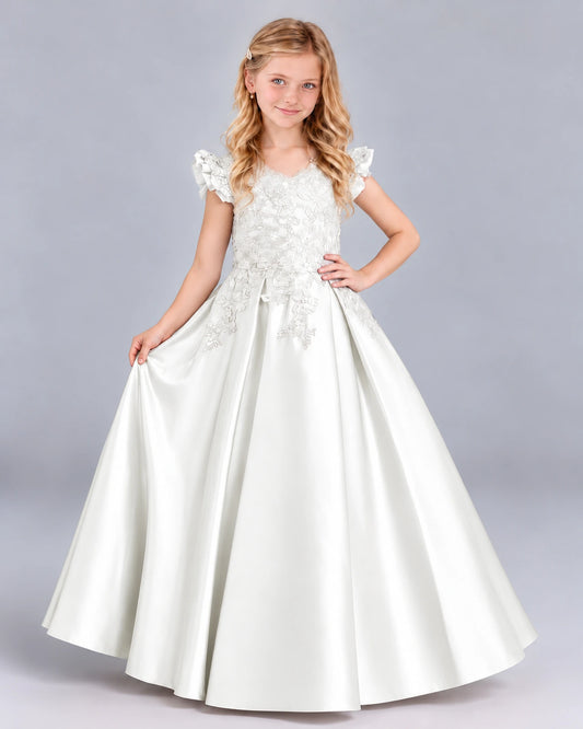Ivory Ball Gown Girls Formal Dress Front