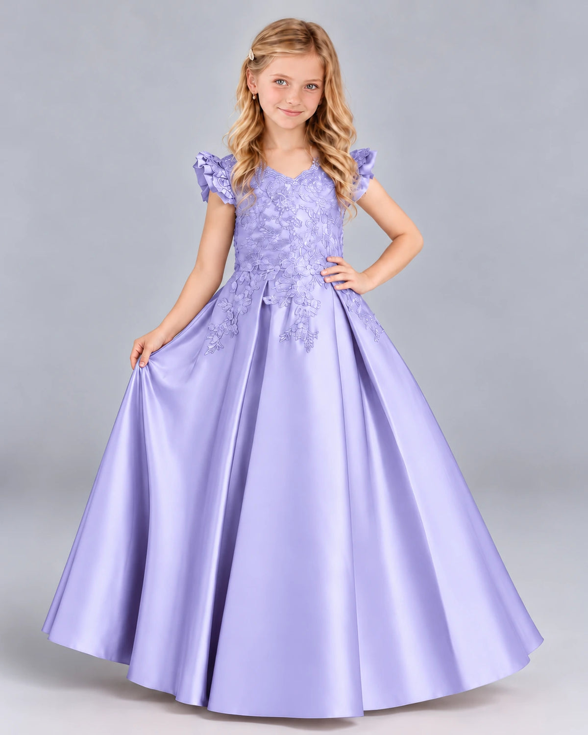 Lavender Ball Gown Girls Formal Dress Front