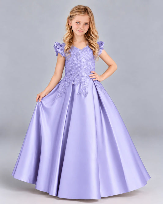 Lavender Ball Gown Girls Formal Dress Front
