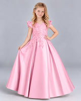 Pink Ball Gown Girls Formal Dress Front