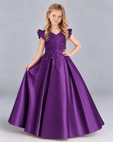 Purple Ball Gown Girls Formal Dress Front