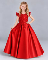 Red Ball Gown Girls Formal Dress Front