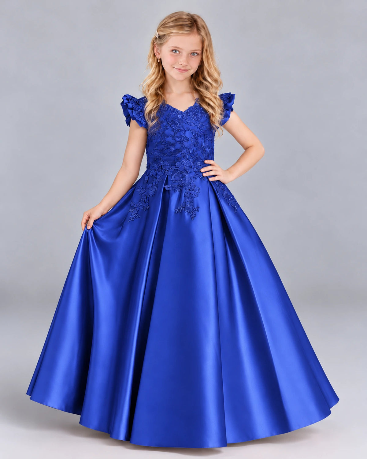 Royal Blue Ball Gown Girls Formal Dress Front