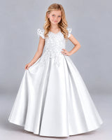 White Ball Gown Girls Formal Dress Front