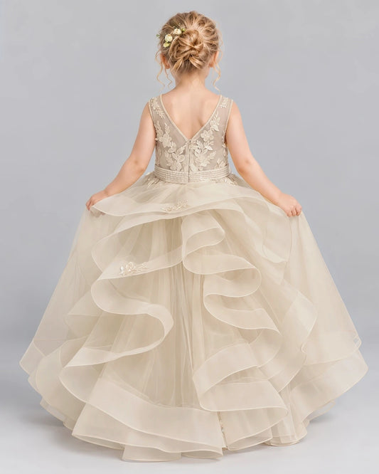 Champagne Ball Gown First Communion Dress Back [Shared]