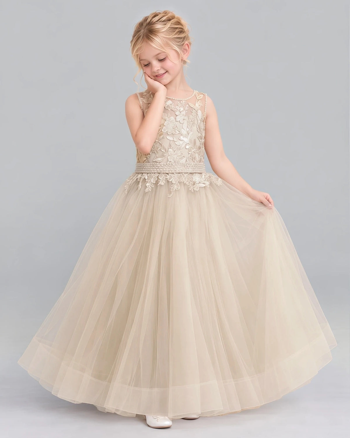 Champagne Ball Gown First Communion Dress Front