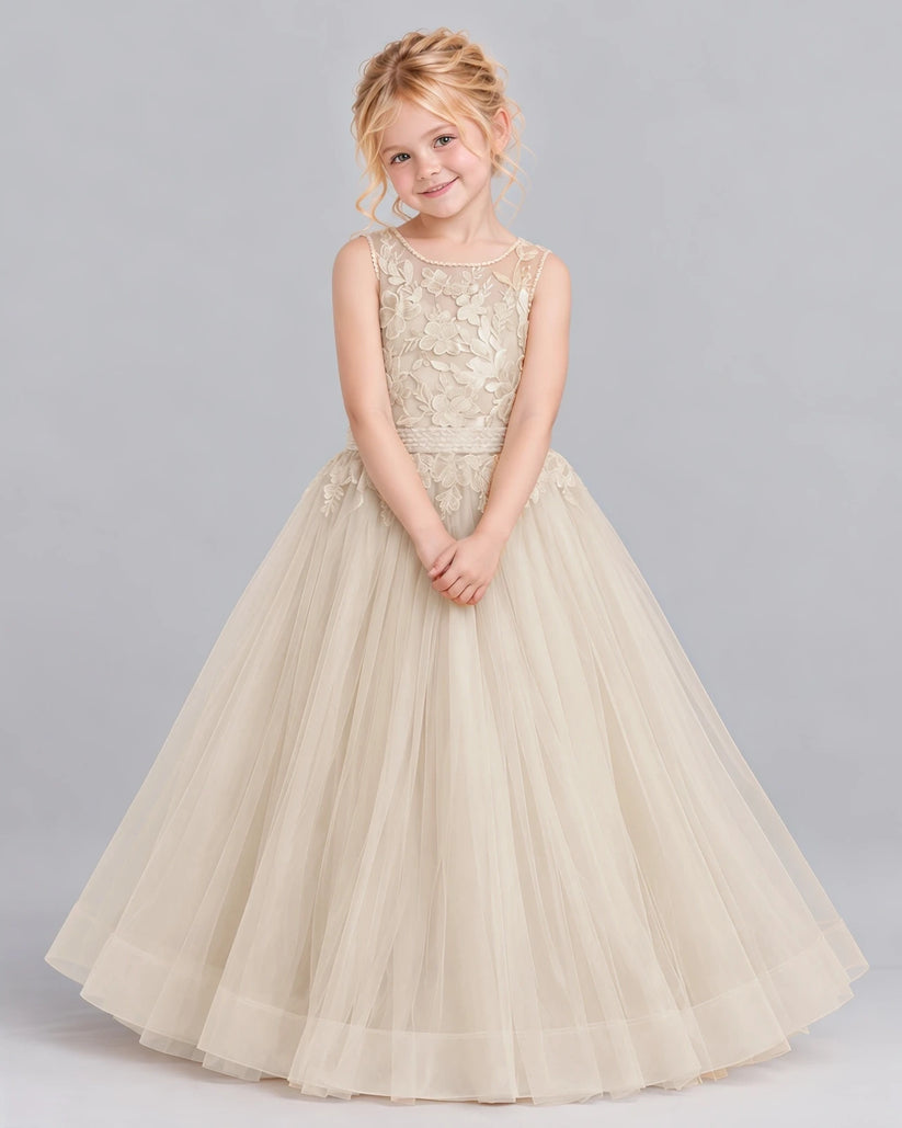 Champagne Ball Gown First Communion Dress Pose [Shared]