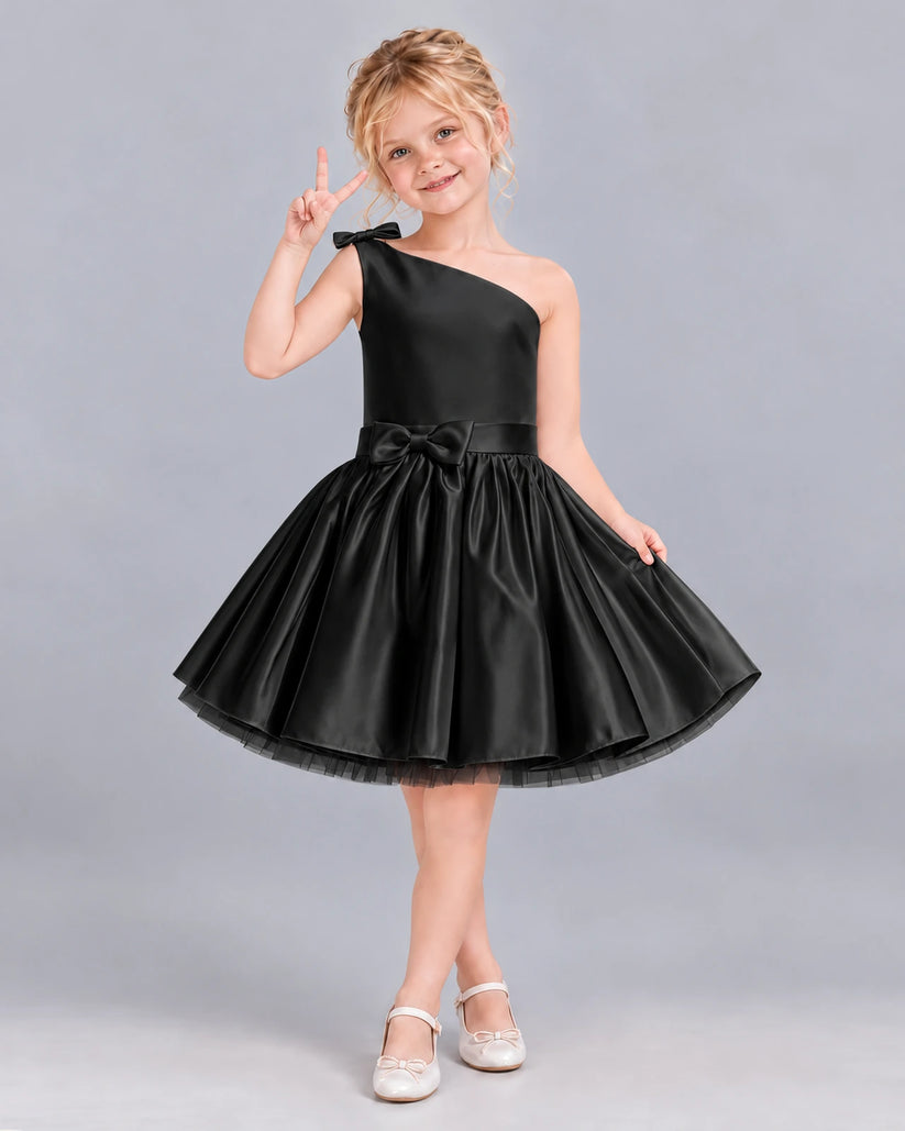 Black A-line Girls Formal Dress Front