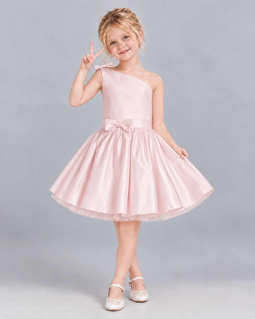 Blush Pink A-line Girls Formal Dress Front