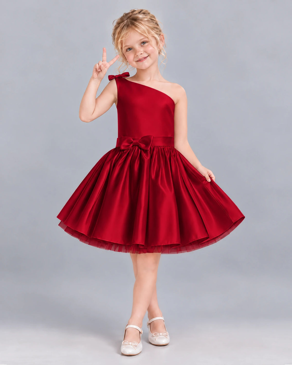 Burgundy A-line Girls Formal Dress Front