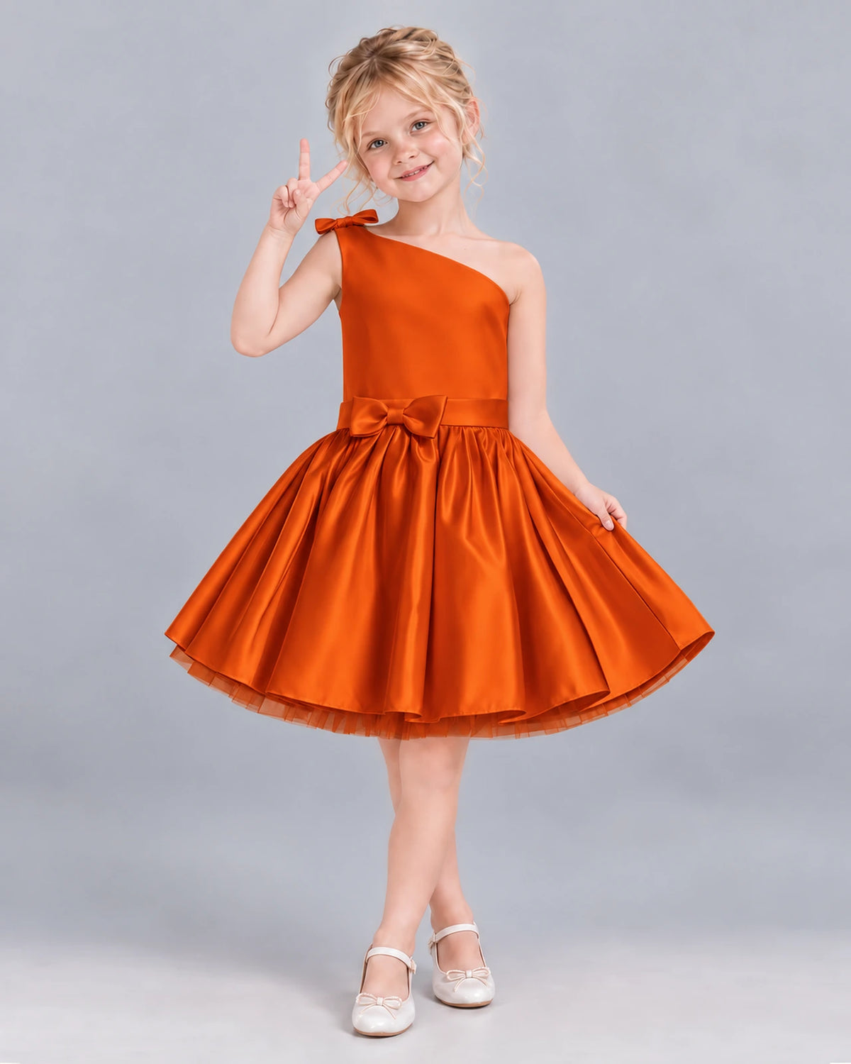 Burnt Orange A-line Girls Formal Dress Front