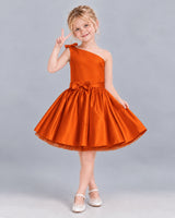 Burnt Orange A-line Girls Formal Dress Front