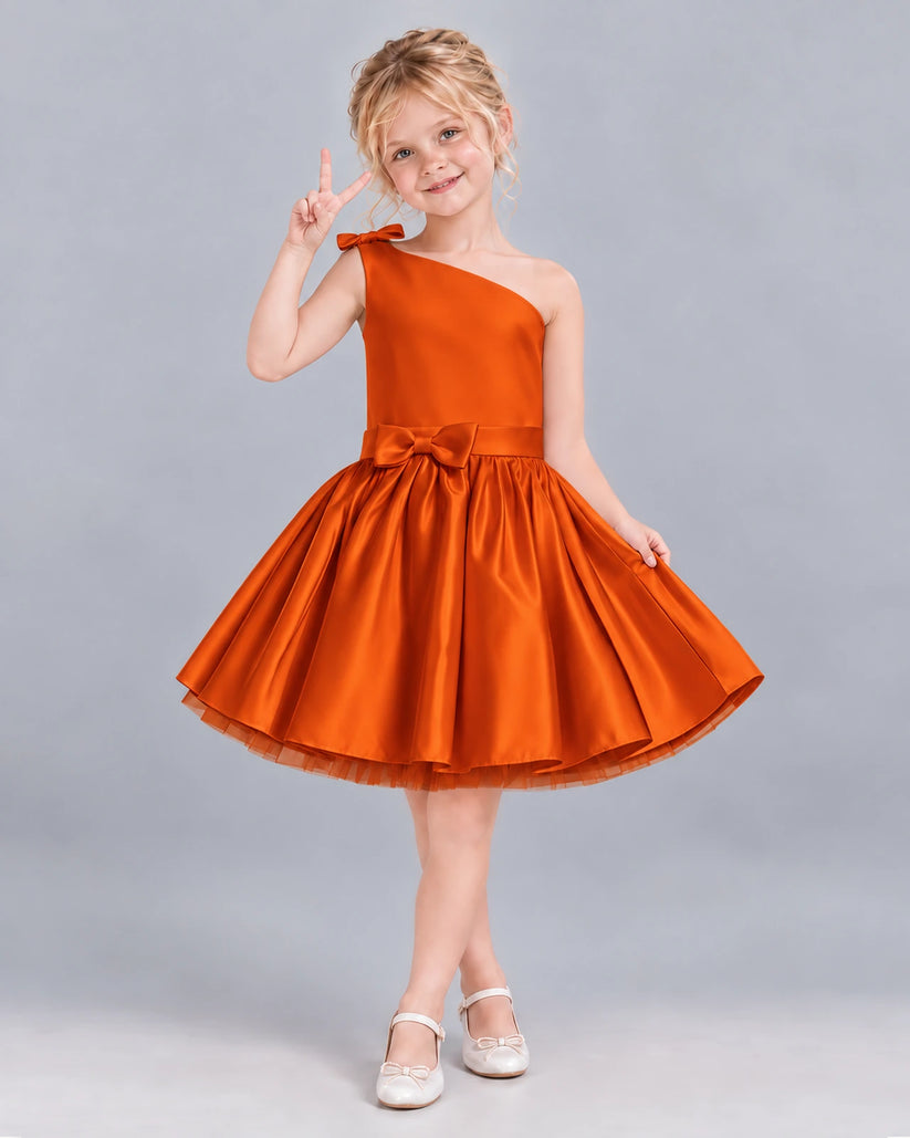 Burnt Orange A-line Girls Formal Dress Front