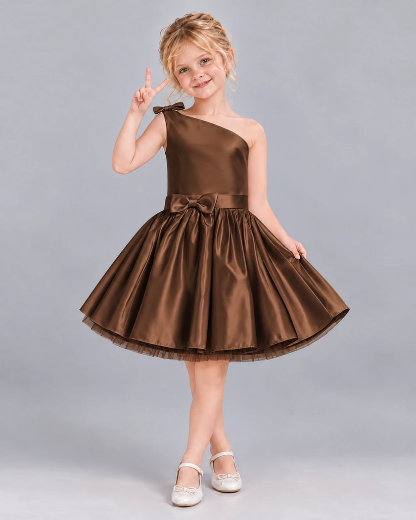 Chocolate A-line Girls Formal Dress Front