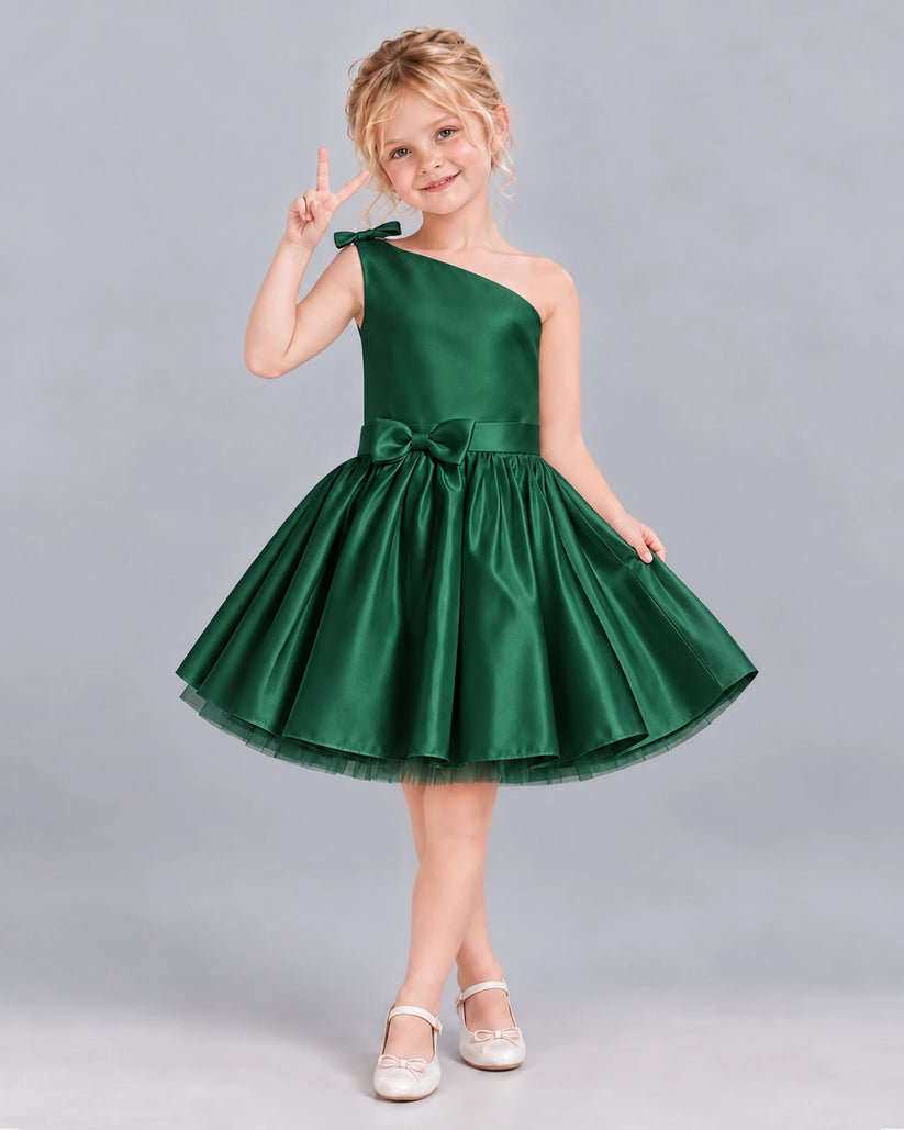Dark Green A-line Girls Formal Dress Front