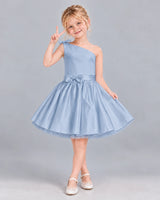 Dusty Blue A-line Girls Formal Dress Front