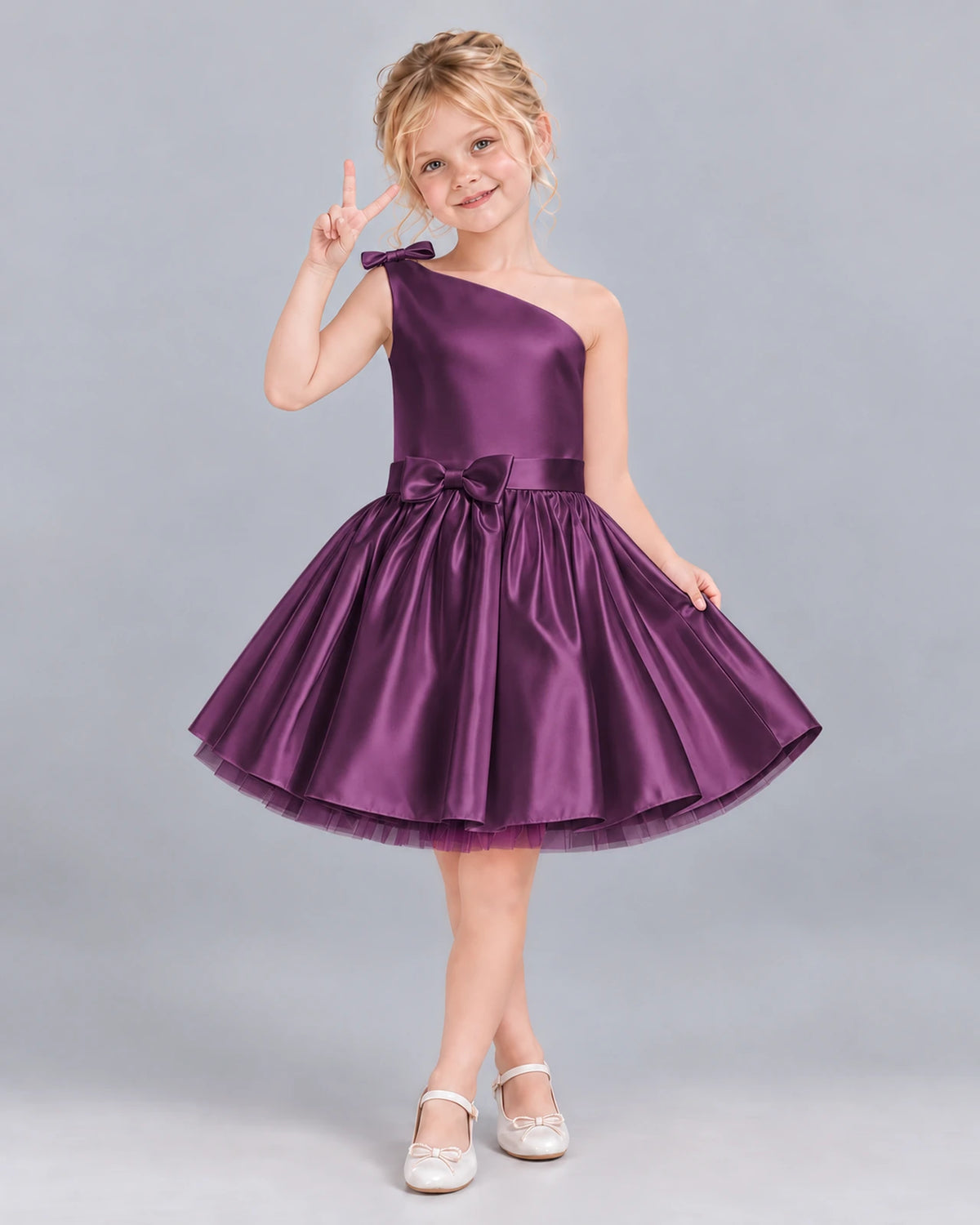 Grape A-line Girls Formal Dress Front