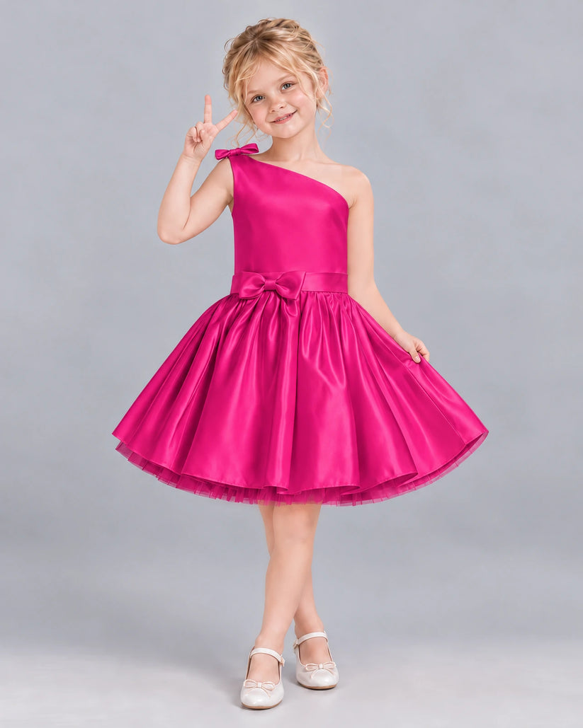 Hot Pink A-line Girls Formal Dress Front