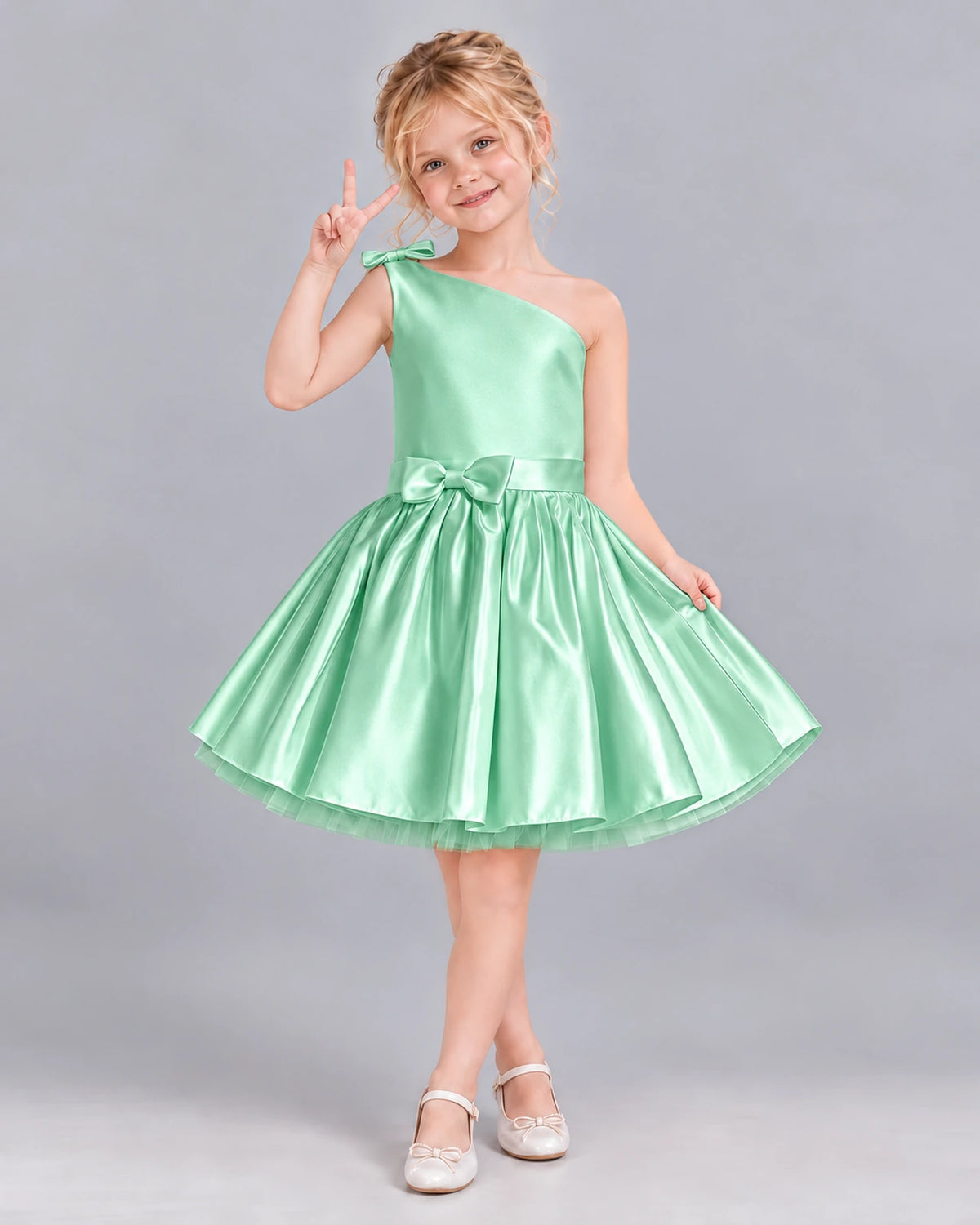 Mint Green A-line Girls Formal Dress Front