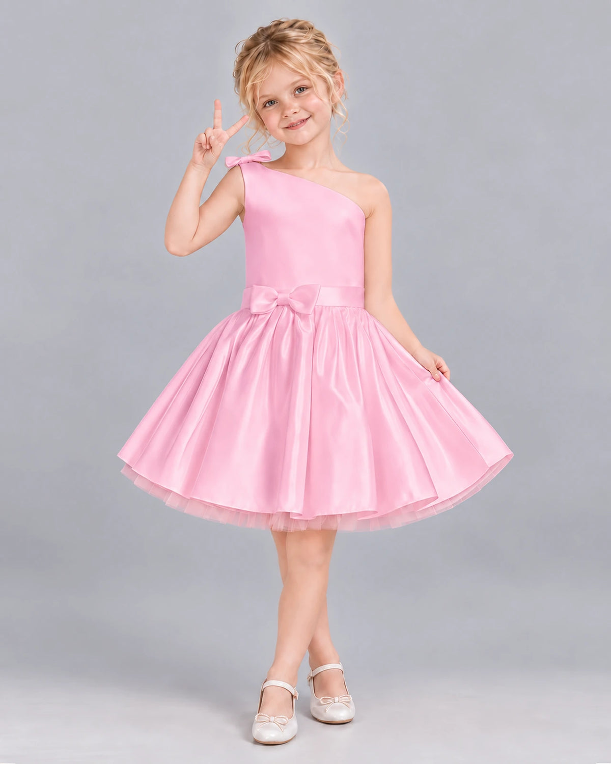 Pink A-line Girls Formal Dress Front